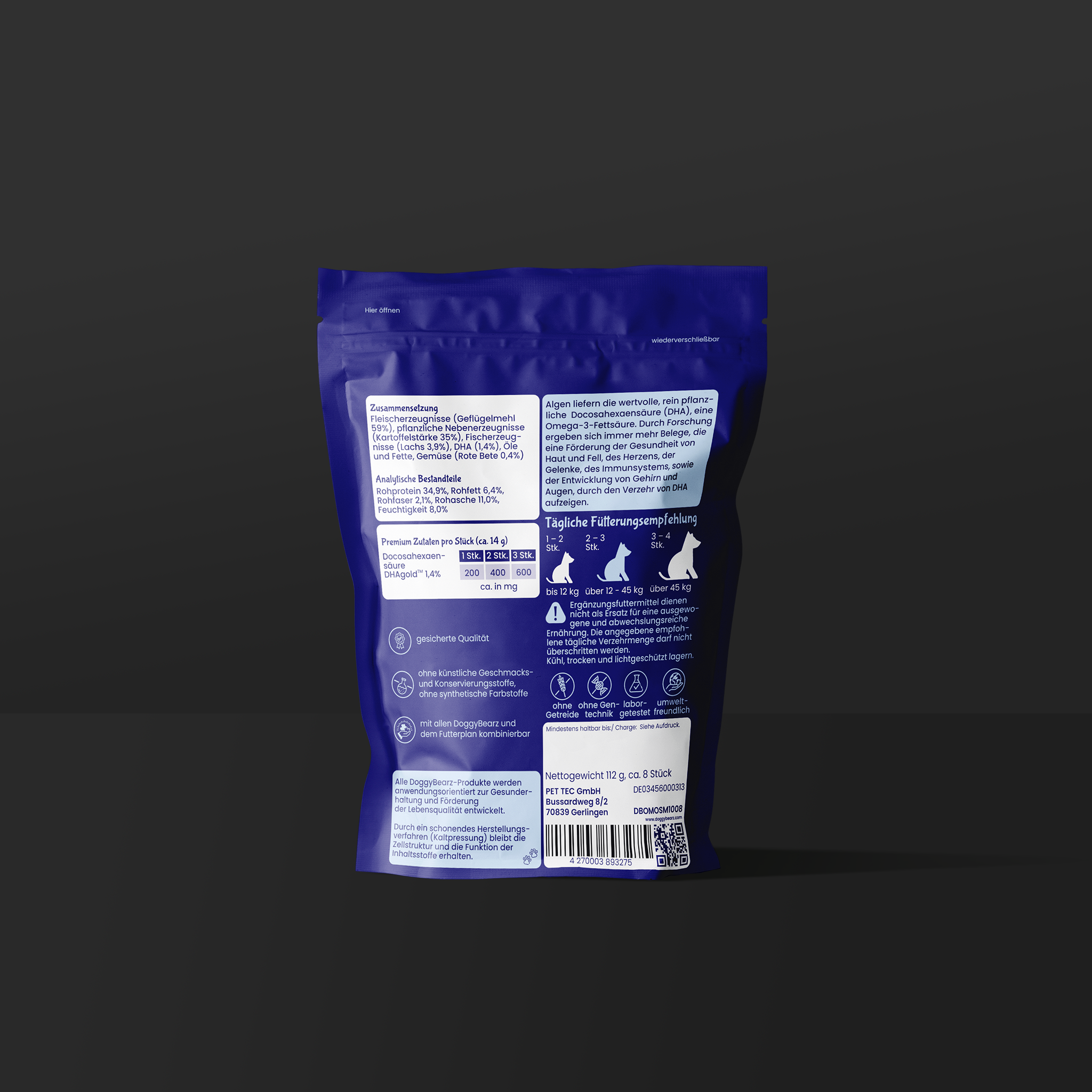 Omega Orast!x mit DHAgold Algenöl von DoggyBearz