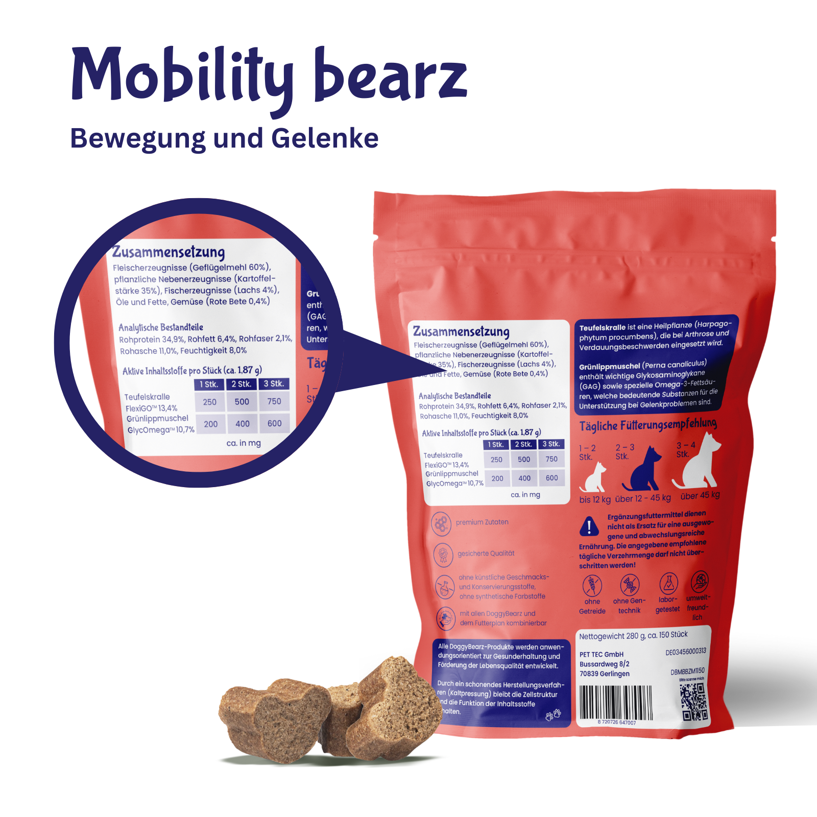 Gelenk & Entzündungen - Mobility Bearz für Hunde mit Teufelskralle und Grünlippenmuschel von DoggyBearz