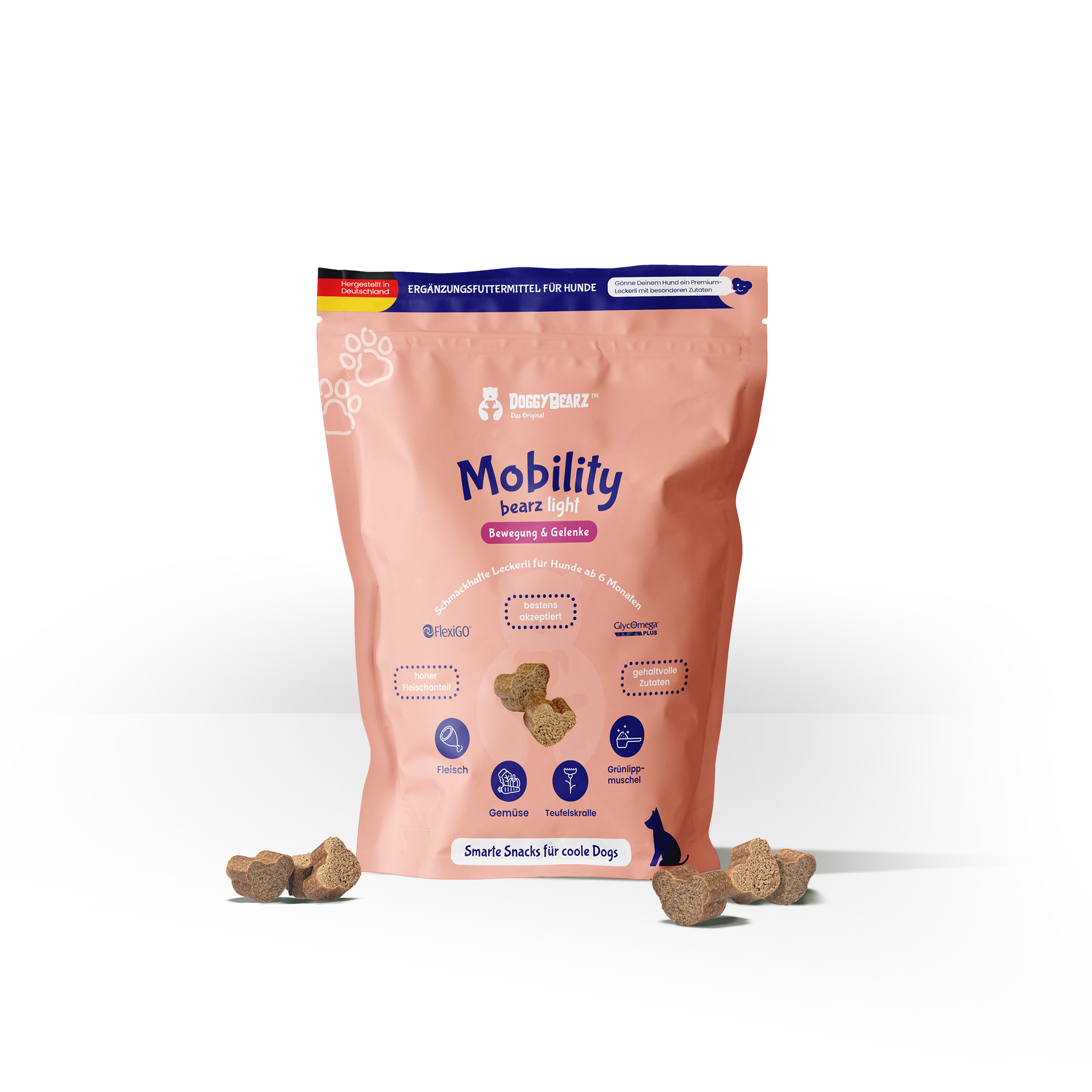 Mobility light Trainingsnack für Hunde mit Teufelskralle und Grünlippenmuschel von DoggyBearz