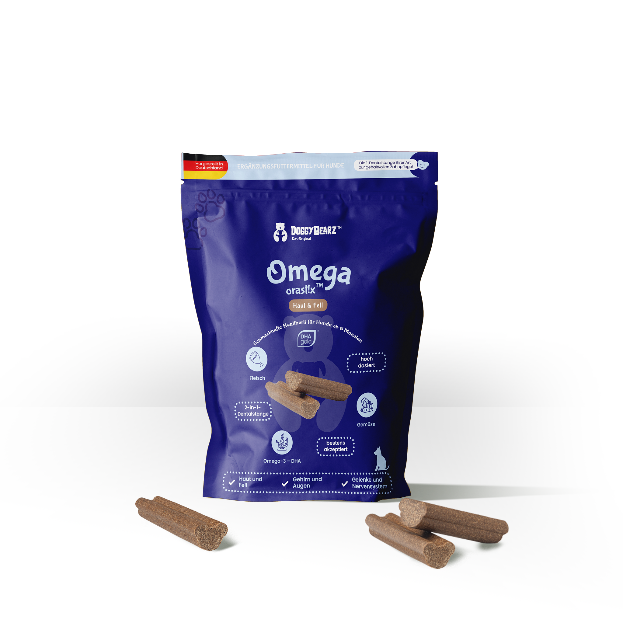 Omega orast!x für Hunde, mit DHAgold Algenöl, von DoggyBearz