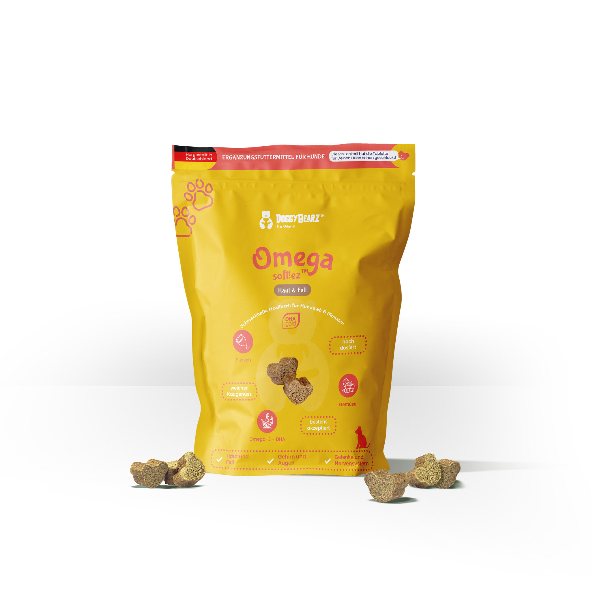 Omega soft!ez für Hunde, mit DHAgold Algenöl, von DoggyBearz