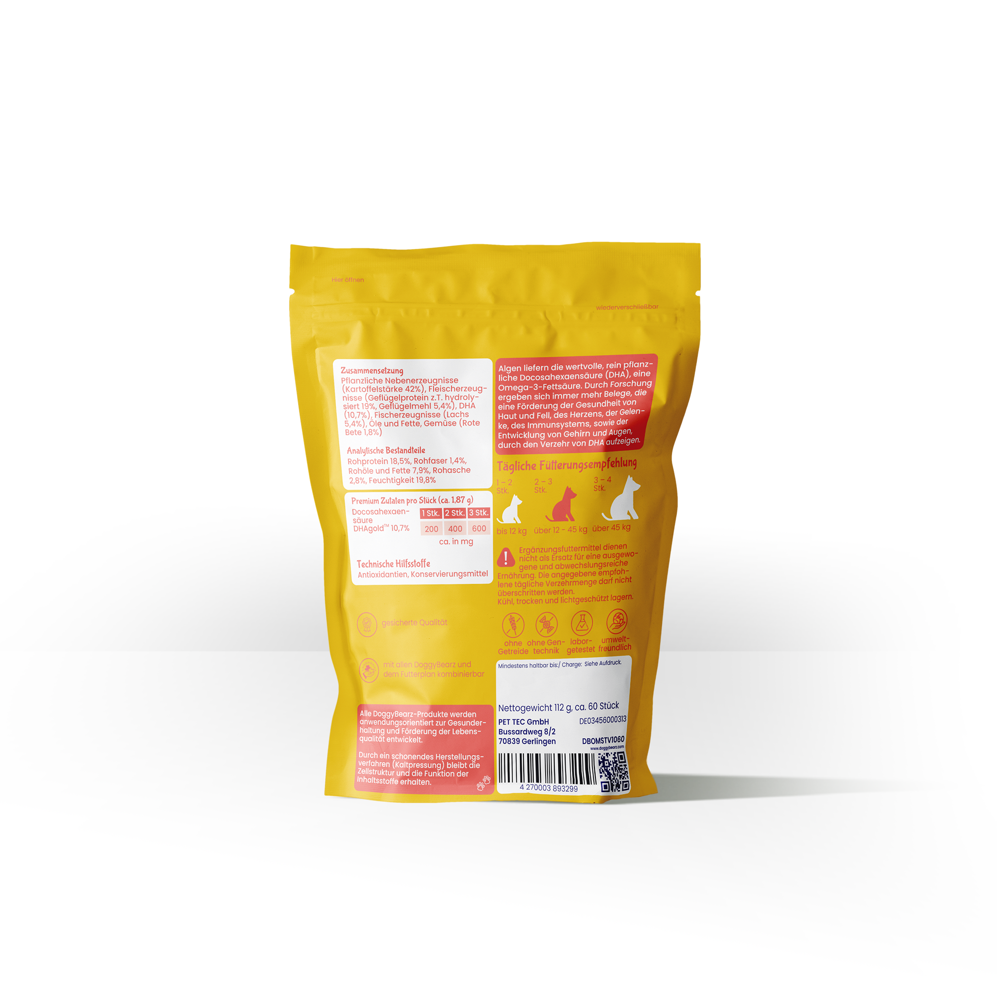 Omega soft!ez für Hunde, mit DHAgold Algenöl, von DoggyBearz