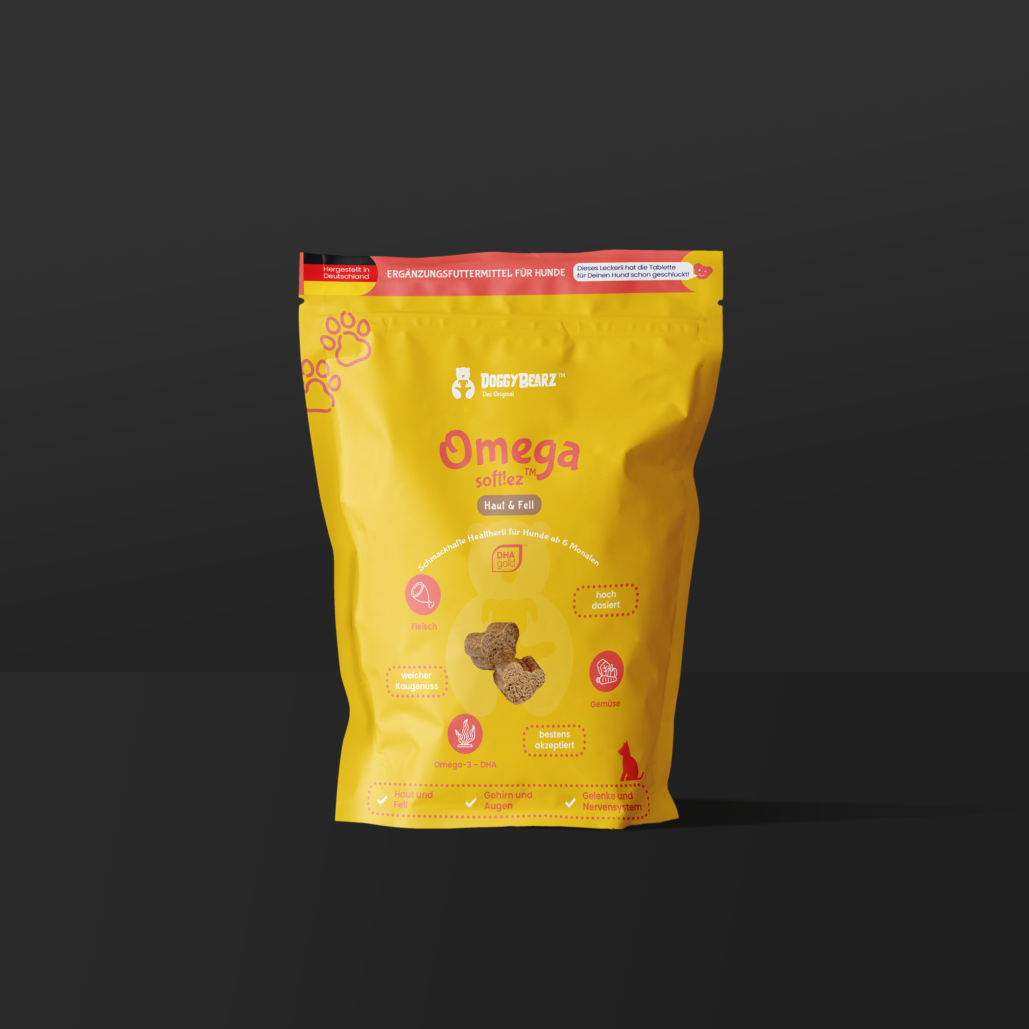 Omega Soft!ez mit DHAgold Algenöl von DoggyBearz